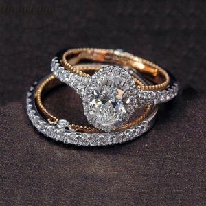 Choucong Vintage Promise Ring set Gül Altın Dolu Elmas Nişan Düğün Band Yüzükler Kadınlar Için Gelin Parmak Takı