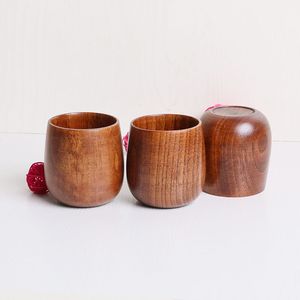 Japanese Style Zizyphus Jujube Solid Wood Tea Cup Wooden Wine Glass Eco-friendly Vintage Pot-bellied Cup WB194