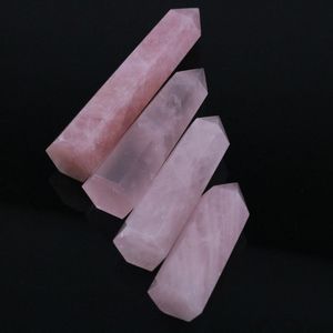 70-80mm Rocha Natural Rosa Rosa Quartzo Cristal Varinha De Cristal Pedra Mineral Cura (rosa)