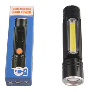 USB Handy Mocny COB LED Zoomable Latarka Akumulator Torch Magnes USB Flash Light Pocket Lamp Camping Wbudowany 18650 Bateria