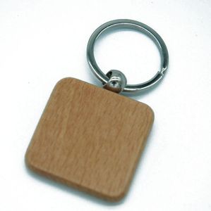 20pcs Blank Round Rectangle Wooden Key Chain Diy Promotion Customized Wood Keychains Key Tags Promotional Gifts1991