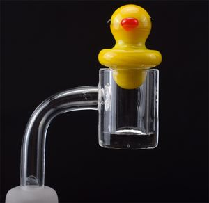 4 milímetros parede Flat Top Quartz Banger 20mmOD 10 milímetros 14 milímetros 18 milímetros Masculino Feminino Quartz Banger Nails Com Amarelo Vidro Duck Cap Carb Para Bongs