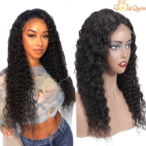Brazilian Deep Wave Wigs 4x4 Lace Frontal Wigs Brazilian Human Hair Lace Closure Wig Nature Color