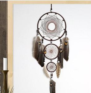 80cm grande dreamcatcher com 5 círculos pena de águia parede pendurado decoração decoração de casa ornamento handmade sonho apanhador