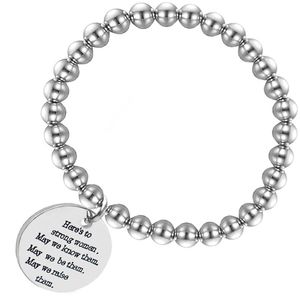 Mode-Schriftzug runder Tag Perlenarmband Edelstahl elastisches Seil DIY Perlenarmband