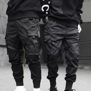 Homens cargas calças macacão fitas harem corredores harajuku moletom fresco moda hip hop calças hh88