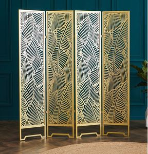 Golden banana leaf screen partition folding mobile Room Dividers Nordic decorative small house European modern hollow iron Screens