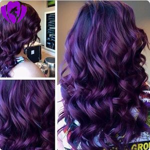 長いオムレフルレースフロント合成ウィッグウィッグ紫色ブラジルの髪13 * 4レースのかつら1b / 27ベビーヘアとのプリパックのかつら