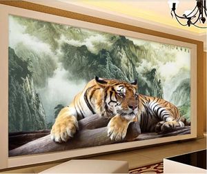 Carta da parati fotografica personalizzata 3D Paesaggio astratto inchiostro tigre tigre re domineeri Sfondo murale Pittura murale Soggiorno Divano TV Sfondo