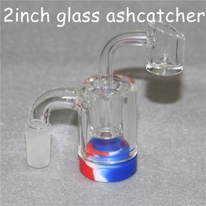 Vetro Reclaim Ash Catcher Accessori con contenitore in silicone staccabile per DAB Oil Rig Mini 14mm 18mm Ashcatcher Bong e quarzo Bangers maschio