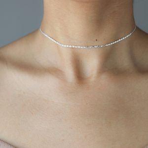 Thin Silver Choker Boho Jewelry Minimalist Jewelry Gift for Her Simple Chain Choker