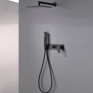 Nero in ottone a parete calda e mixer fredda Piazza Home Improvement Bagno Handheld Showerhead pioggia rubinetto doccia Head Set