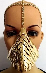 Chran Chainmail máscara sutiã Sutiã Armadura de ombro cosplay Cosplay Headdress Headdress Head Head Headband Medieval Ren Faire Jóias