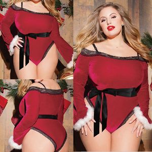 Sexy feminino Papai Noel Claus Lady Costume Christmas Fanche Terno Festa Roupas de Festa #R45