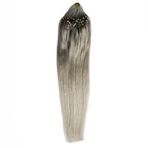 Fasci di capelli vergini brasiliani grigi 8a Estensioni dei capelli d'argento 100G 100s Loop Micro Ring Estensioni dei capelli umani