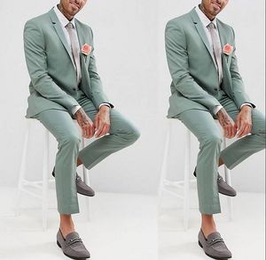 2019 Mint green Men Suits Slim Fit WeddingTuxedos Broomsman Suit For Beach Wesdding Party (Jacket+Pants+Tie)