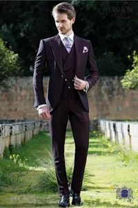 New Style One Button Wedding Groom Tuxedos Peak Lapel Groomsmen Men Suits Prom Blazer (Jacket+Pants+Vest+Tie) NO:2009