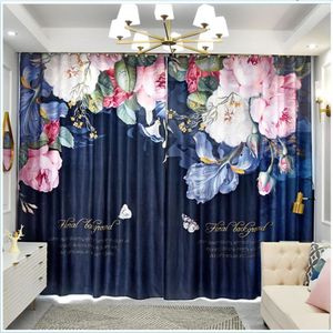 fashion flower curtains 3d curtain custom personalized oil painting style plant luxury shading curtains