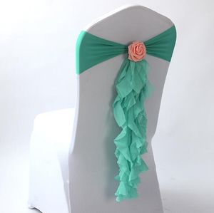 Wholesale sash chair covers for sale - Group buy Fancy ruffled chair cover for wedding decoorations Customize wedding decorations chair sash stretch chair cover sashes