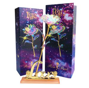 24k Gold Foil Plated Rose Creative Gifts Lasts Forever Rose Flowers for Lover Wedding Christmas Valentines Mothers Day Decoration GGA3181-2