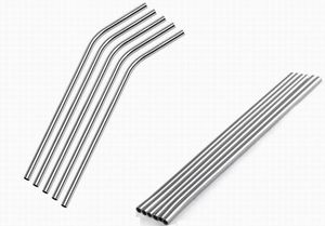 300pcs durable stainless steel straight drinking straw 8 5 straws metal bar family kitchen dhl fast shipping