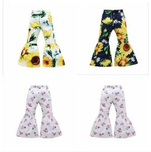 Baby Mädchen Ausgestelltes Hosen Kinder Sonnenblumen Gedruckt Hosen Kind Mode Schlaghosen Frühling Herbst Casual Hosen Boutique Kleidung YP535