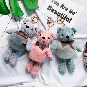 New 19cm Fashion imitation rabbit fur skirt pineapple bear cub keychain cute plush bag pendant creative key chain Bag Keychains Jewelry gift