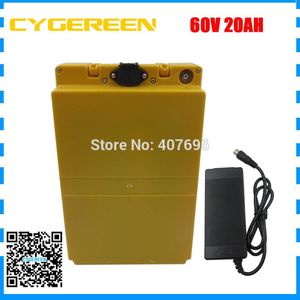 1500W 60volt Lithium battery pack 60V 20.3AH with plastic case Electric bike battery 60V20AH use Panasonic 18650 Cell 2A Charger