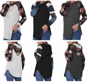 Mode Kvinnor Hoodies Plaid Digital Printed Hoodie Party Wear Långärmad tröja Designer Toppar med hattar Casual Home Sweatshirt Kläder