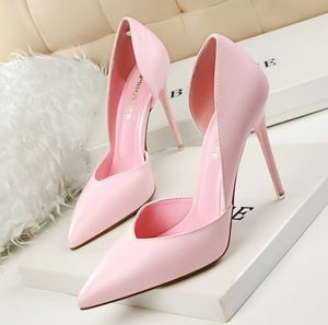 Hot Sale-New Summer Shoes Women Elegant Pumps Pointed Sexy Club Ultra Thin High Shoes High-heeled wedding Shoes Hollow Sweet Stiletto 272
