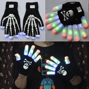 LED-Blinkhandschuhe leuchten LED-Fingerlichthandschuhe LED-Skeletthandschuhe 2 Design Partybevorzugung Handschuh-Glüh-Requisiten Bunter magischer Handschuh