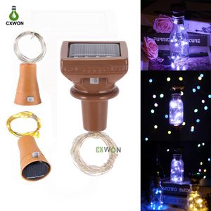 Luz de garrafa de vinho solar 20leds 2m multi cores cadeia luzes de luzes de fadas com crepúsculo ao sensor do amanhecer para decoração de x-mas