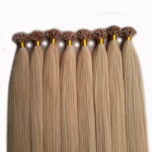 Fusion Remy Human Hair Extensions Prebonded Italian Keratin Nail Tip Flat tip 100s/pcs 14"16"18"20"22"24"26"28"