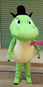 2019 Fabriksförsäljare Hot Green Barney Dinosaur Mascot Kostymer Halloween Cartoon Vuxen Storlek Fancy Dress