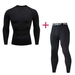 Män Kläder Långärmad Termisk Knitwear Leggings 2 Piece Tracksuit Men Black Compression Sportkläder Man Rashguard Jogging Suit