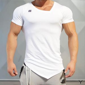 Solid Mężczyzna Marka Krótki Rękaw Proste Solid Color T Shirt V-Neck Slim Men T -Shirt Topy Moda Mężczyzna Tee Koszula Trend Trend Trend