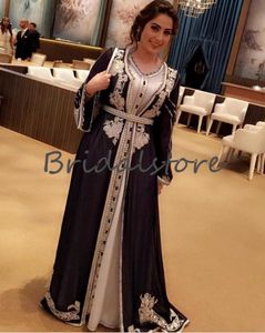 Marockanska Kaftan Evening Klänningar Turkiska Med Ärmar Öppna Fram Badade Lace Formell Prom Party Gowns Islamic Dresses Evening Wear 2019 Billiga