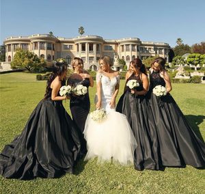 Black Color Bridesmaid Dress Gothic Style Summer Country Garden Formal Wedding Party Guest Maid of Honor Gown Plus Size Custom Made