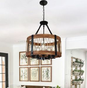 New Modern Wood Round Lighting Metal Chandeliers Hanging Drop Lighting Foyer Dining room Hotel Restaurant Good Quality MYY