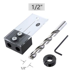 1/4in Dowel Drilling Jig Kit Wood Guide Hole Locator Woodworking Tool Set