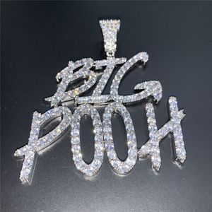 Ouro Prata Cores CZ Diamante Gelado Carta Nome Colar Personalizado para Mulheres Homens com Corrente de Corda Grátis de 24 polegadas