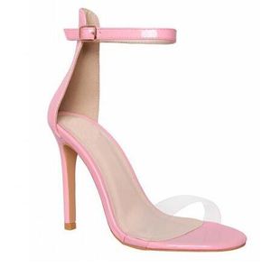 Hot Sale-Mps Open Toe Ankel Buckle Strap Kvinnor Sandaler Rensa PVC High Heels Women Shoes