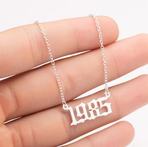 Großhandels-personalisierte alte englische Zahl-Armband-Ohrring-Ring-Halsketten-Schmuck-Sets, benutzerdefinierte Geburtsjahr-Halskette, besonderes Jahr 1980-2020