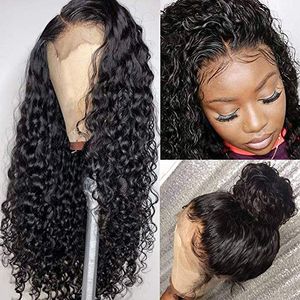 Deep Wave Closure Wig Human Hair Lace Front Pigs HD Front 360 Priplucked blekta knutar 13x4 Curly Diva1