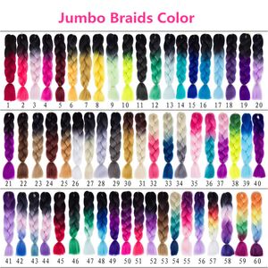 Jumbo Braiding Hair Synthetic Tree Tone Crochet Hair Extensions Jumbo Braids Bulks Extension Cheveux 24inch Ombre Box Flätor Malaysiskt Hår