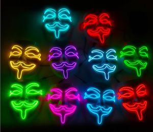 Świecące maski zimne światło V-maska ​​Maska Bar KTV Fancy Dress Party Halloween Performance Atmosfera Maska LED