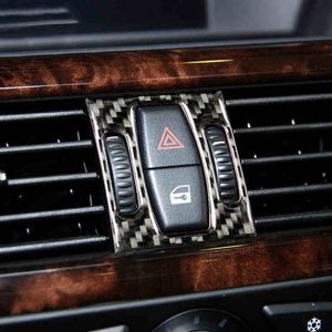 Kolfiber Luftkonditionering Ventram Skydd Trim Inredning Luftuttag Panel Dekorativ Strip Klistermärke för BMW 5 Series E60 F10 Tillbehör