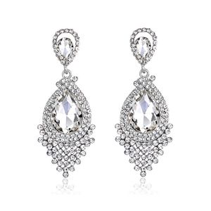 Mulheres Waterdrop Brinco Bling Bling Rhinestone Waterdrop Brinco Presente Da Jóia Do Casamento para o Amor Multicolor Bridal