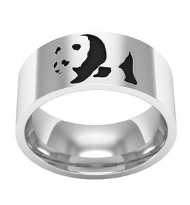 Panda Ring mm roestvrij staal hoog gepolijst laser Leuke dierenmode sieraden voor mannen en vrouwen maat