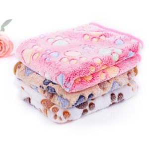 Soft Dog Bed with Cute Dog Paw Prints Reversible Fleece Crate Pet Bed Mat Machine Washable Pet Bed Liner SN168